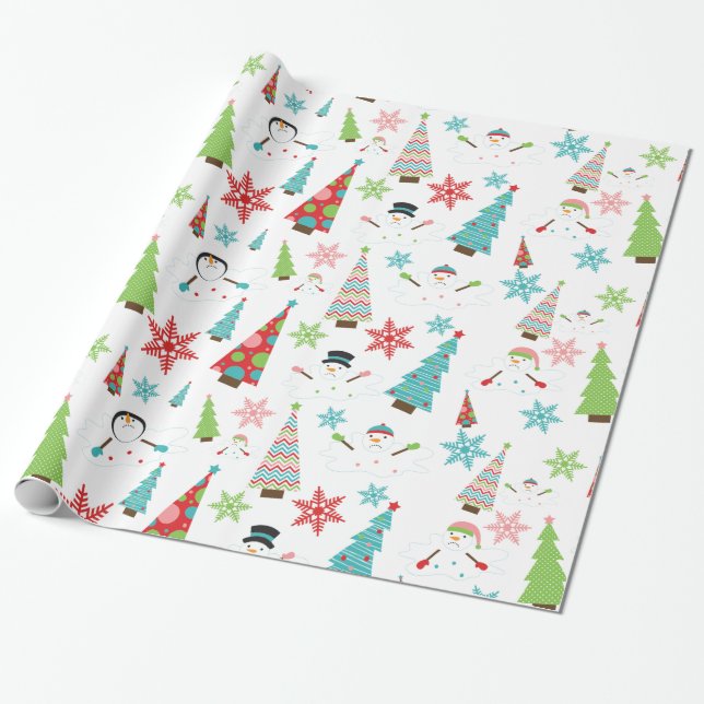 Smälter Snögubbe Funky Julgranar Gift Wrap Presentpapper (Utrullad)