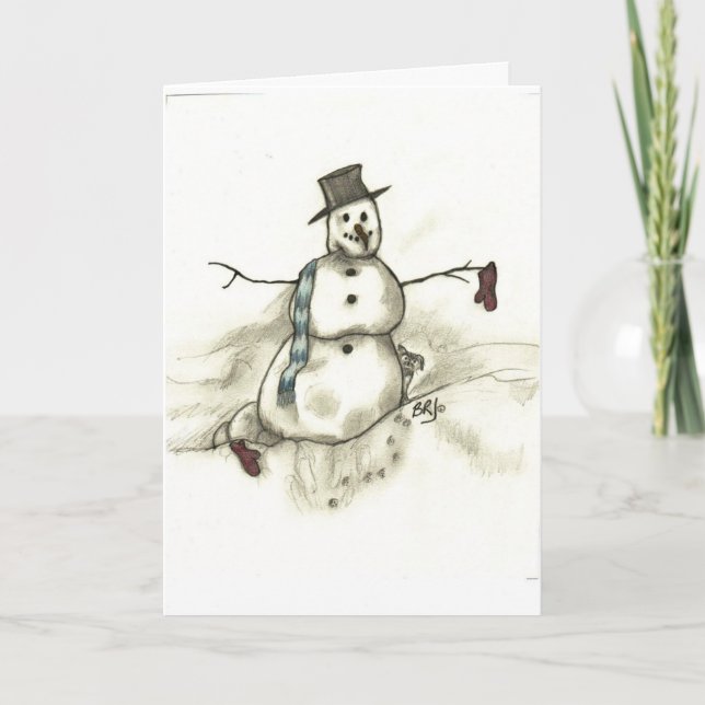 Smälter snögubbe helgkort (Framsida)