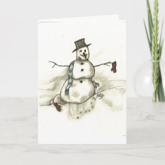 Smälter snögubbe helgkort
