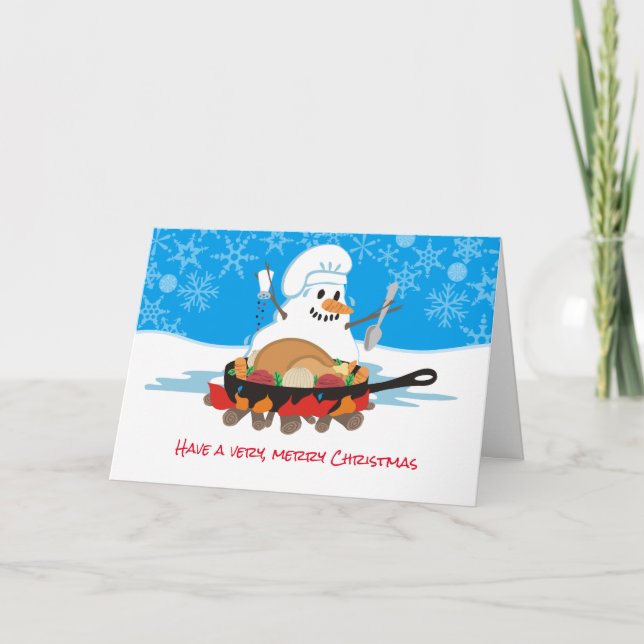 Smälter snögubbe-kock, julkalkoner helgkort (Framsida)