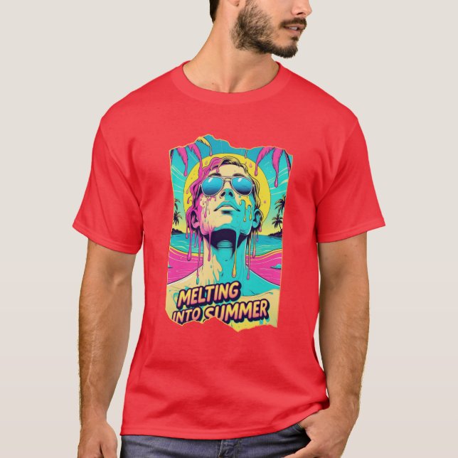 Smälter till sommaren - Trippy Retro Beach Vibes T Shirt (Framsida)