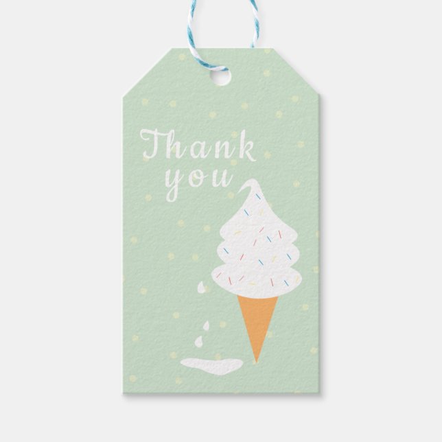 Smälter Vanilla Ice Cream Cone med Sprinkles Presentetikett (Framsidan)
