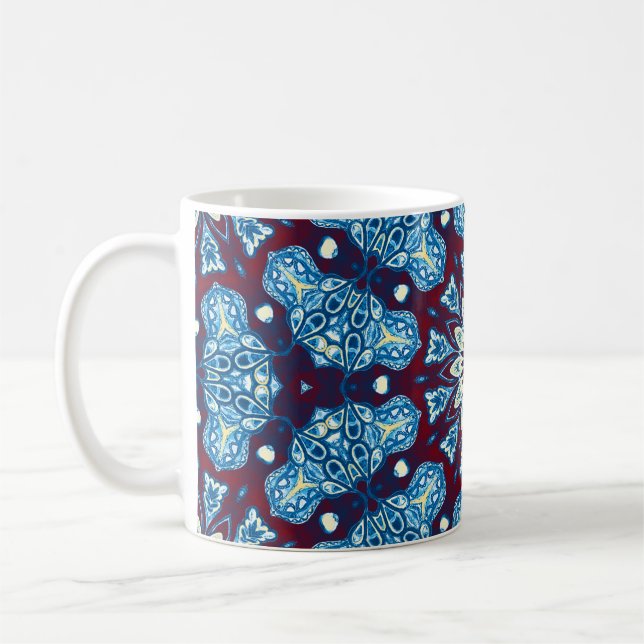 Smälter vattenfärgsfärgfull symmetrisk mönster. V Kaffemugg (Vänster)