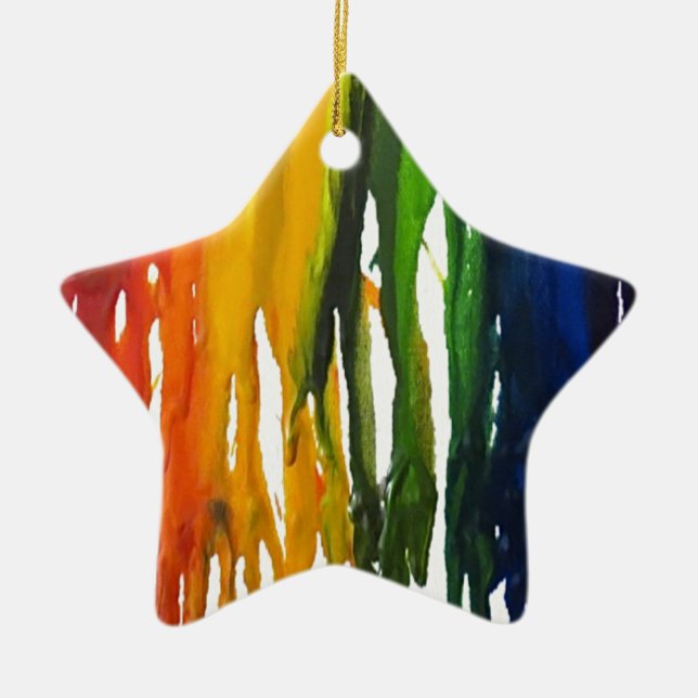 Smältt Crayon på canvass Julgransprydnad Keramik (Framsidan)