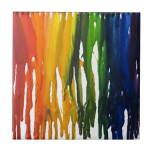 Smältt Crayon på canvass Kakelplatta