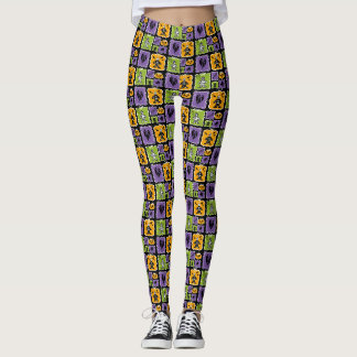 Småmandel och Skeletoner för Cute Halloween-tecken Leggings