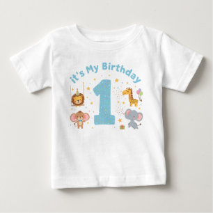 Småpojke 1-års T-shirt Tecknad Djurkalas
