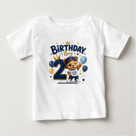 Småpojke 2-års födelsedag Söt björn Födelsedags t- T Shirt