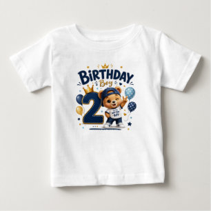 Småpojke 2-års födelsedag Söt björn Födelsedags t- T Shirt