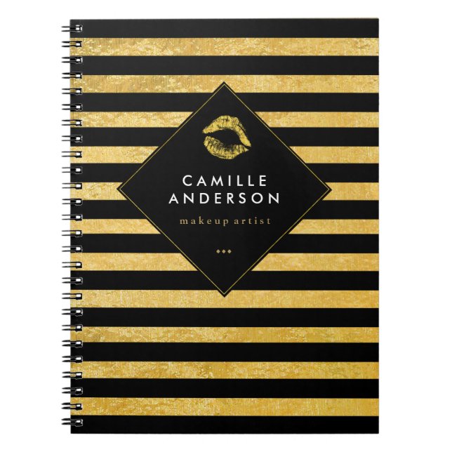Smår-hånglar chic guld- läppstift för anpassadet anteckningsbok med spiral (Framsidan)