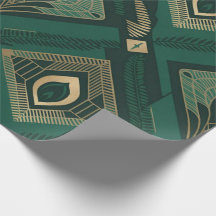 Smaragd Art Deco Geometriskt Inpackningspapper