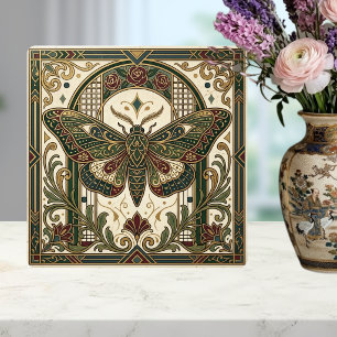 Smaragd Art Nouveau Moth Dekorativ Kakel