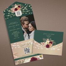 Smaragd Blommig Boho Bröllop