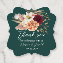 Smaragd Burgundy Blommig Tack Gåvor Etiketter