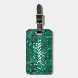 Smaragd Diamantbesatt Folie Fancy Monogram Bagagebricka
