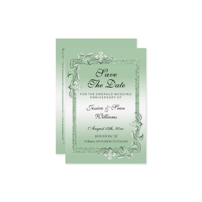 Smaragd Glitter & Glitter 55-årsdag Spara Datumet (Fram/Back In Situ)