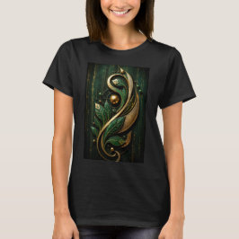 Smaragd Guld Botanisk 3D Konst T-Shirt