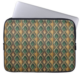 Smaragd & Guld Diamant Ormmönster Design Laptop Fodral