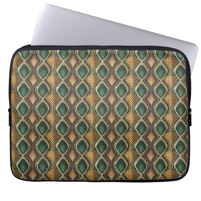 Smaragd & Guld Diamant Ormmönster Design Laptop Fodral (Framsidan)