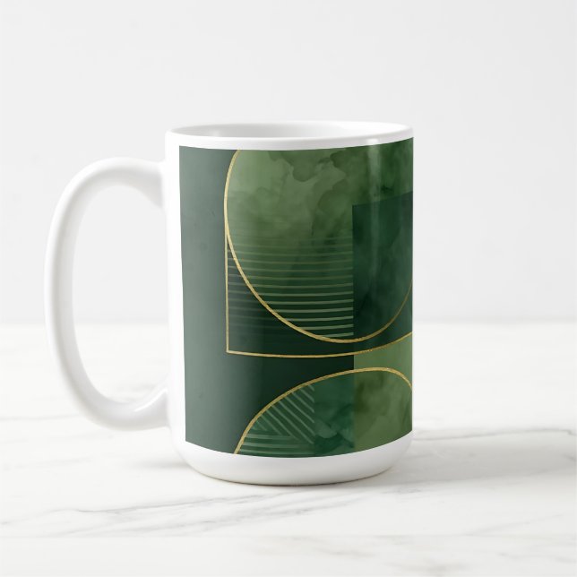 Smaragd Guld Geometrisk Harmoni Kaffemugg (Vänster)