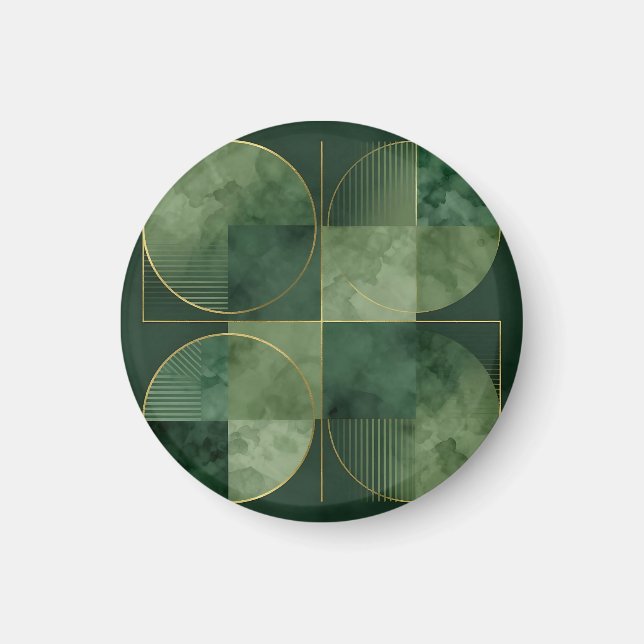 Smaragd Guld Geometrisk Harmoni Magnet (Framsidan)
