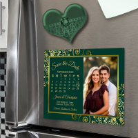 Smaragd & Guld Kalender Foto Spara Datum Magnet