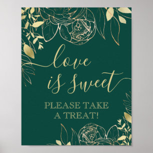 Smaragd & Guld Modern Blommig Söt Favoritbord Poster