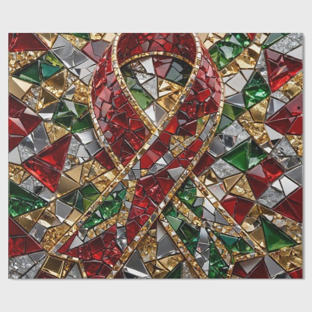 Smaragd Guld Röd Diamant Jul Mosaik Inpackning Presentpapper (Platt)