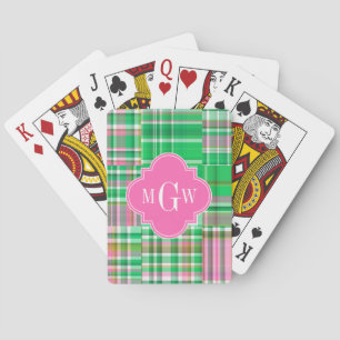 Smaragd Het Rosa Preppy Lapptäcke Madras Monogram Casinokort