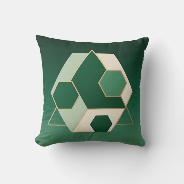 Smaragd Hexagon Geometrisk Lyx Kudde (Framsida)