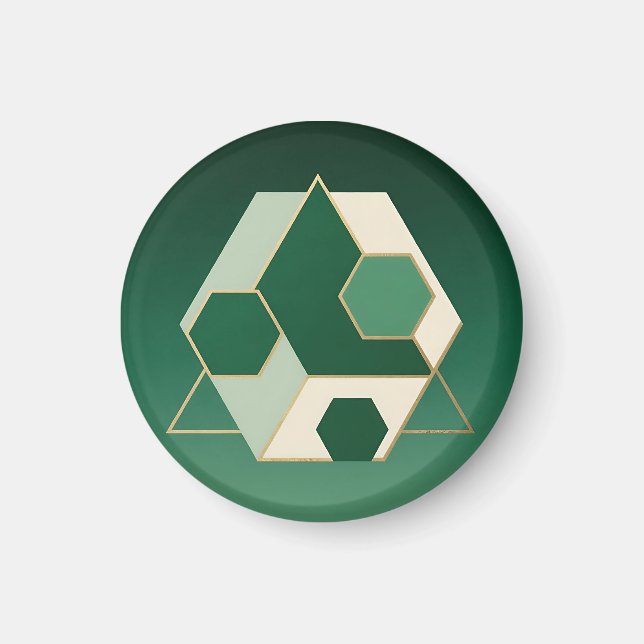 Smaragd Hexagon Geometrisk Lyx Magnet (Framsidan)