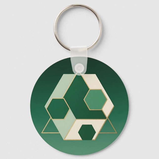 Smaragd Hexagon Geometrisk Lyx Nyckelring (Framsida)