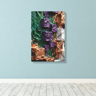 Smaragd Koppar Kuber - Vertikal 3D Impasto Abstrak Canvastryck