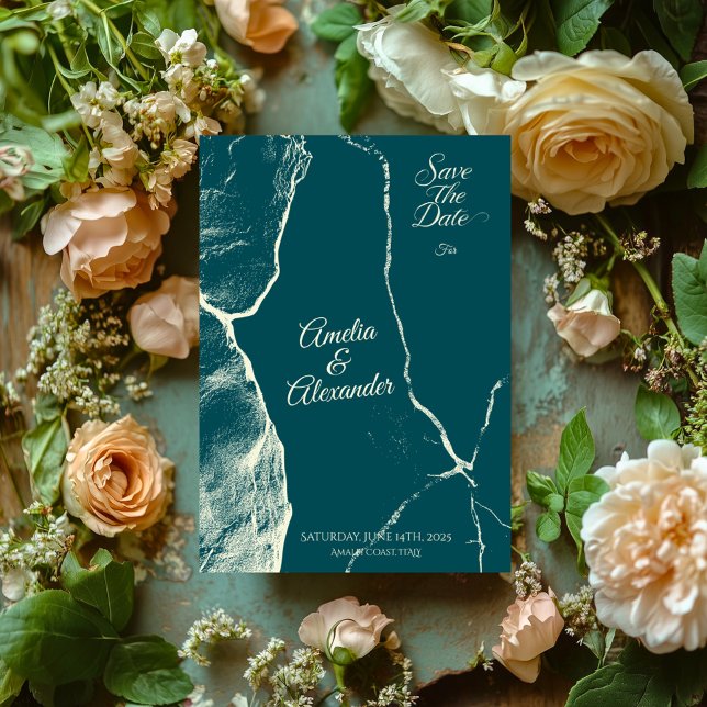 Smaragd Marmor Spara Datum Bröllopskort Inbjudningar (Skapare uppladdad)