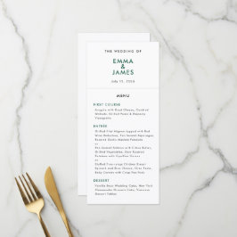 Smaragd Minimalist Et-tecken Bröllop Elegant Meny