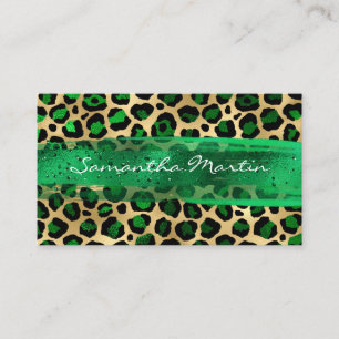 Smaragd och guld folie Leopard penseldrag Visitkort