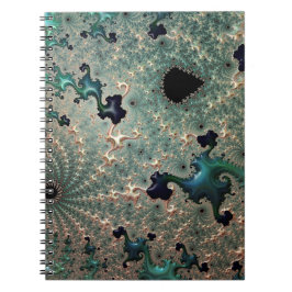 Smaragd- och guld Mandelbrot spiral anteckningsbok