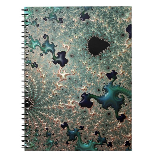 Smaragd- och guld Mandelbrot spiral anteckningsbok (Framsidan)