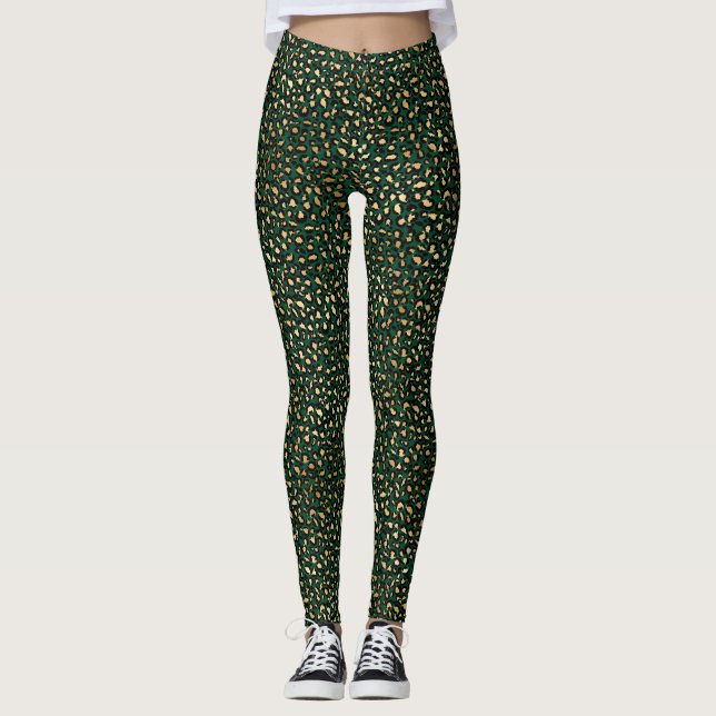 Smaragd och Guld Safari Serie Design 1 Leggings (Framsida)