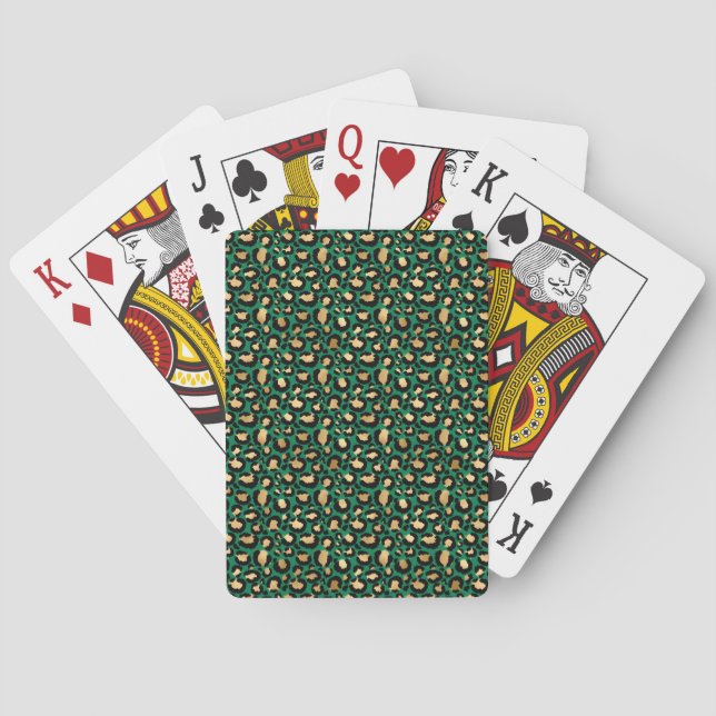 Smaragd och Guld Safari Serie Design 3 Casinokort (Baksidan)