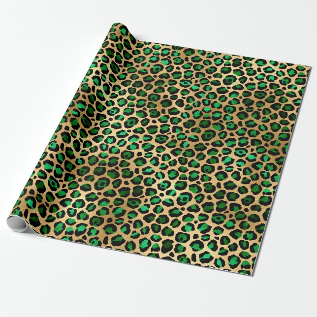 Smaragd och Guld Safari Serie Design 8 Presentpapper (Utrullad)