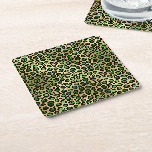 Smaragd och Guld Safari Serie Design 8 Underlägg Papper Kvadrat (Vinklad)