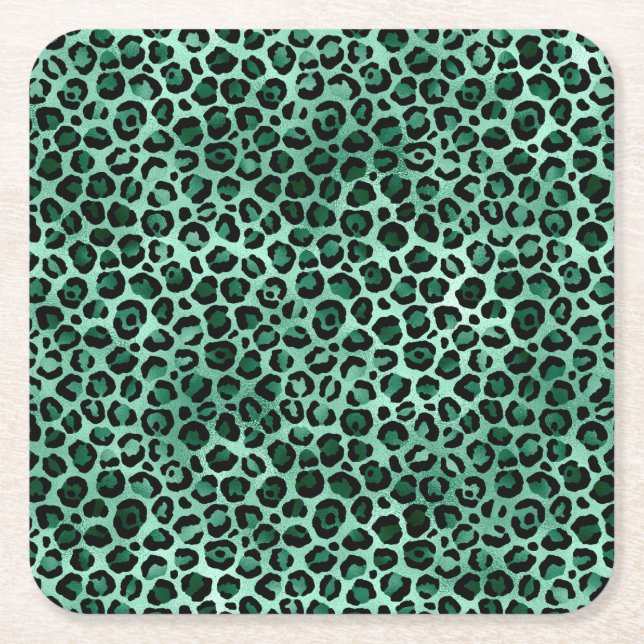 Smaragd och Guld Safari Serie Design 9 Underlägg Papper Kvadrat (Framsidan)