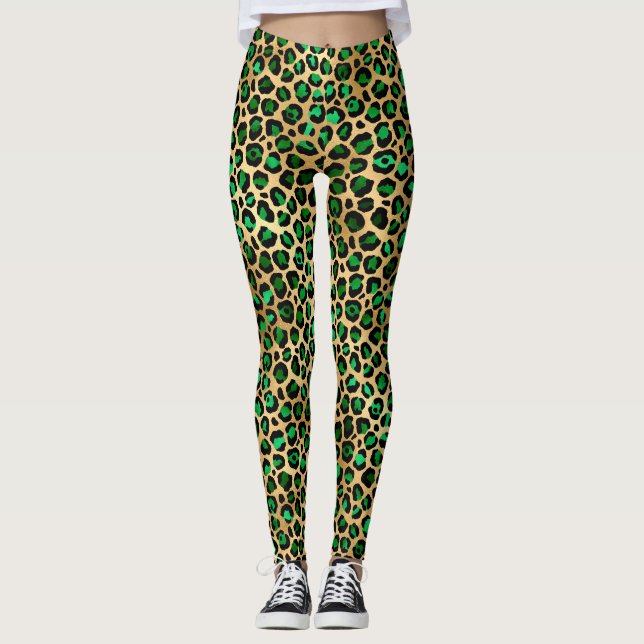 Smaragd och Guld Safari-seriens design 8 Leggings (Framsida)