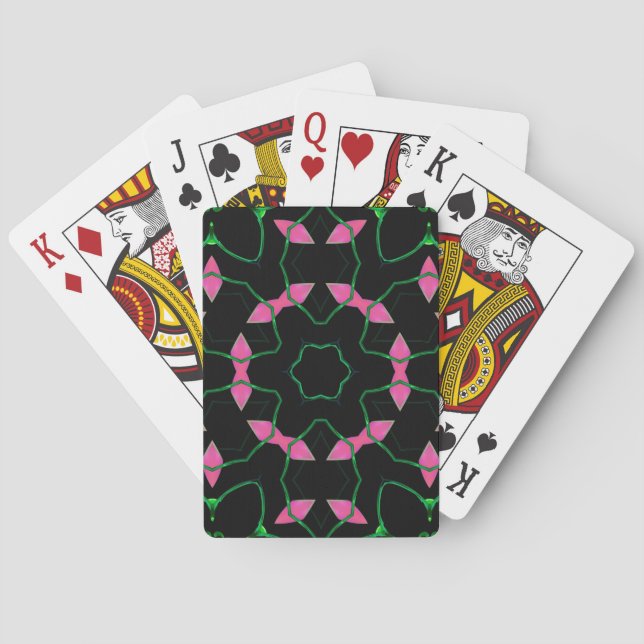 Smaragd och rosa kalejdoskop casinokort (Baksidan)