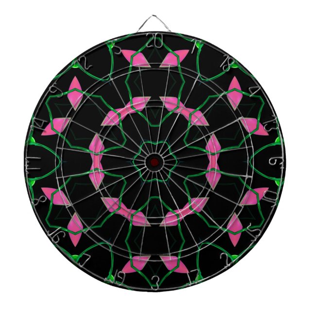 Smaragd och rosa kalejdoskop  darttavla (Framsidan)