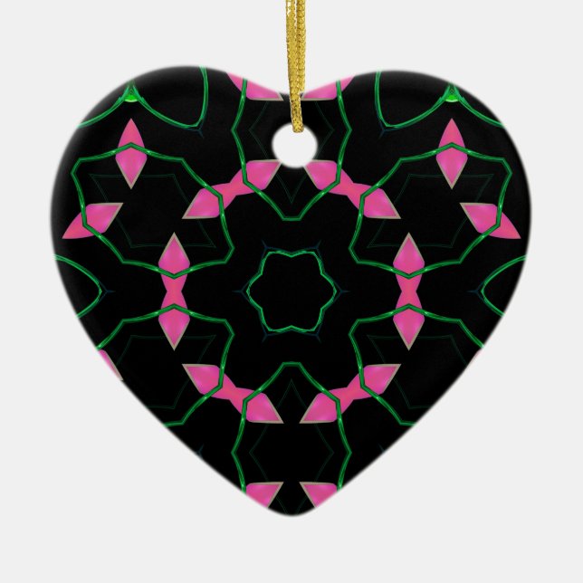 Smaragd och rosa kalejdoskop  julgransprydnad keramik (Framsidan)