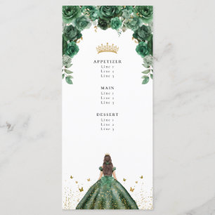 Smaragd Quinceañera Blommig Fals Folie Meny