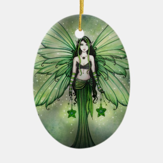 Smaragd Stjärna Jul Flicka Ornament (Framsidan)