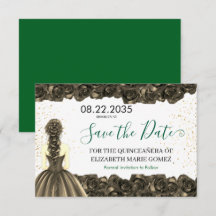 Smaragd & Svart Quinceañera Spara datumet